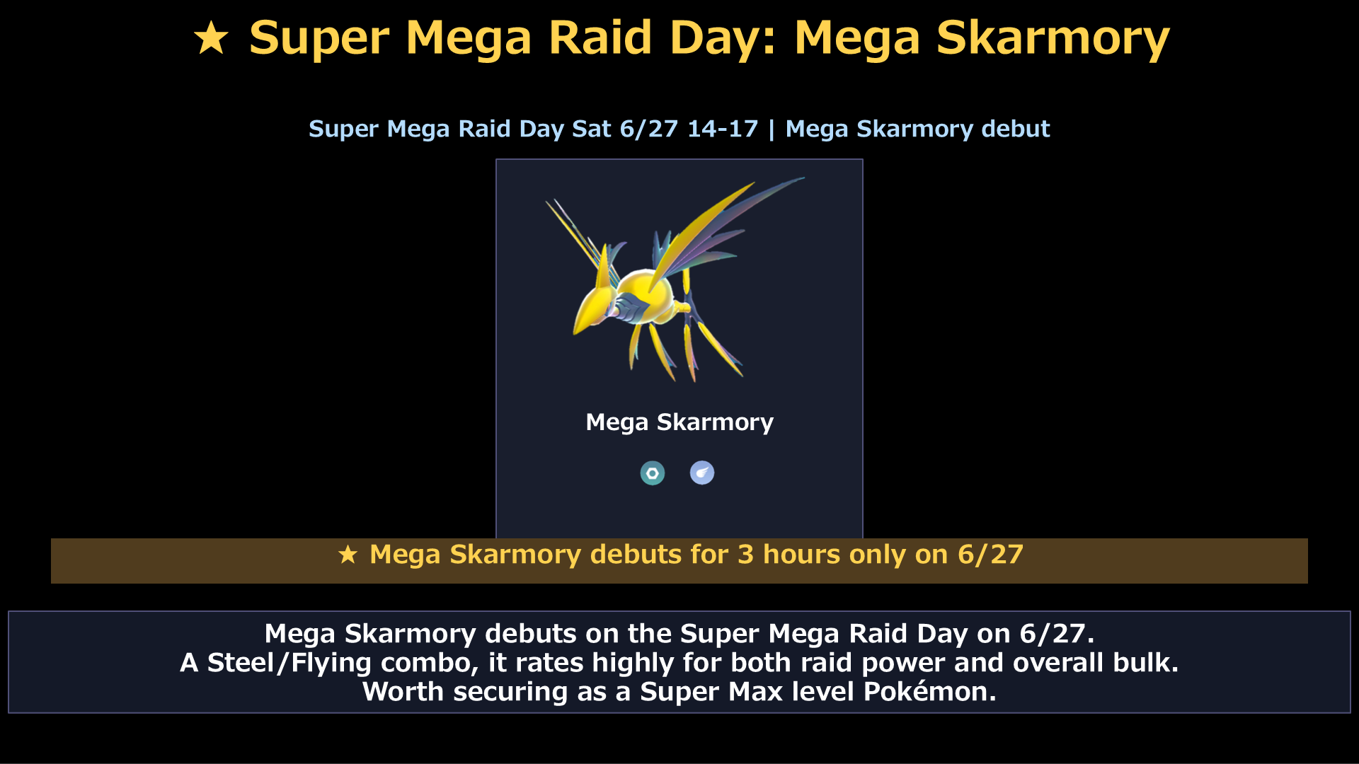 Super Mega Raid Day Mega Skarmory debut